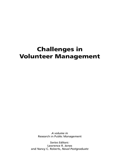 Title details for Challenges in Volunteer Management by Matthew Liao-Troth - Available